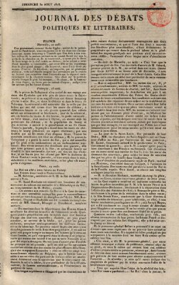 Journal des débats politiques et littéraires Sonntag 30. August 1818