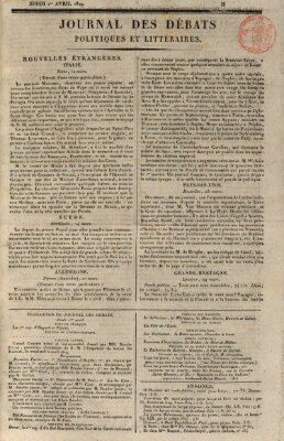 Journal des débats politiques et littéraires Donnerstag 1. April 1819