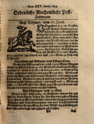 Ordentliche wochentliche Post-Zeitungen Freitag 17. Juni 1639