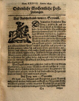 Ordentliche wochentliche Post-Zeitungen Freitag 23. September 1639