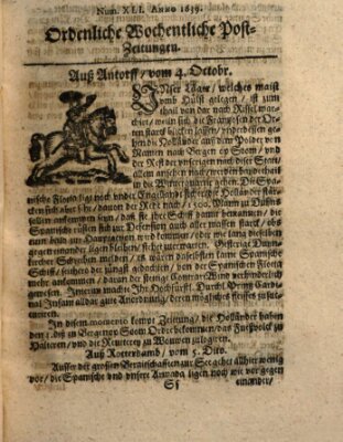 Ordentliche wochentliche Post-Zeitungen Dienstag 4. Oktober 1639