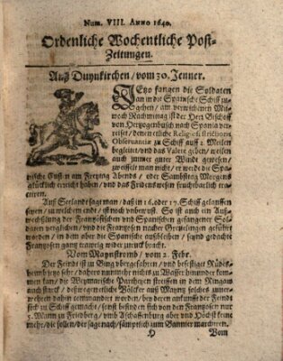 Ordentliche wochentliche Post-Zeitungen Monday 30. January 1640