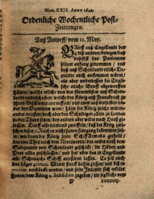 Ordentliche wochentliche Post-Zeitungen Freitag 11. Mai 1640