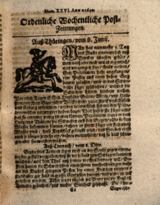 Ordentliche wochentliche Post-Zeitungen Freitag 8. Juni 1640