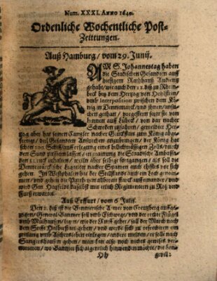 Ordentliche wochentliche Post-Zeitungen Freitag 29. Juni 1640