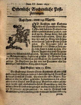 Ordentliche wochentliche Post-Zeitungen Freitag 14. März 1642