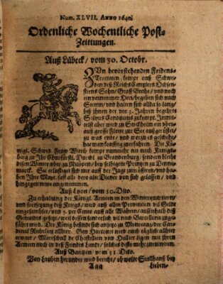 Ordentliche wochentliche Post-Zeitungen Dienstag 30. Oktober 1640