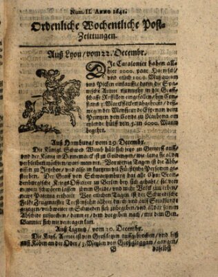 Ordentliche wochentliche Post-Zeitungen Samstag 22. Dezember 1640