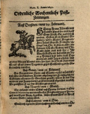 Ordentliche wochentliche Post-Zeitungen Donnerstag 28. Februar 1641