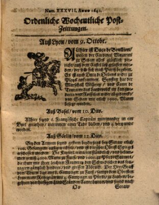 Ordentliche wochentliche Post-Zeitungen Donnerstag 9. Oktober 1642