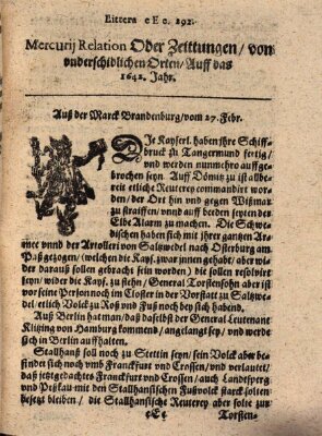 Mercurij Relation oder Zeittungen, von underschidlichen Orten (Süddeutsche Presse) Donnerstag 27. Februar 1642