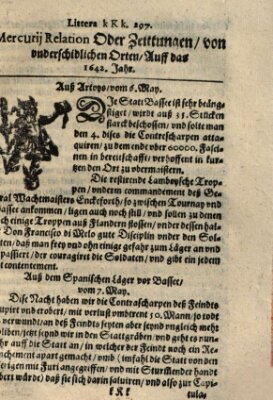 Mercurij Relation oder Zeittungen, von underschidlichen Orten (Süddeutsche Presse) Dienstag 6. Mai 1642