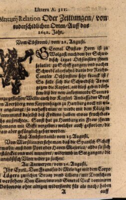 Mercurij Relation oder Zeittungen, von underschidlichen Orten (Süddeutsche Presse) Freitag 22. August 1642