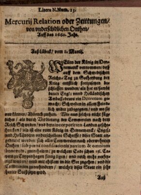 Mercurij Relation oder Zeittungen, von underschidlichen Orten (Süddeutsche Presse) Montag 1. März 1660