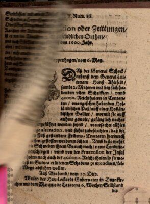 Mercurij Relation oder Zeittungen, von underschidlichen Orten (Süddeutsche Presse) Donnerstag 6. Mai 1660