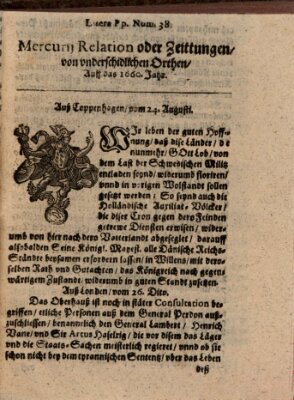 Mercurij Relation oder Zeittungen, von underschidlichen Orten (Süddeutsche Presse) Dienstag 24. August 1660