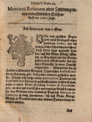 Mercurij Relation oder Zeittungen, von underschidlichen Orten (Süddeutsche Presse) Montag 2. Mai 1661