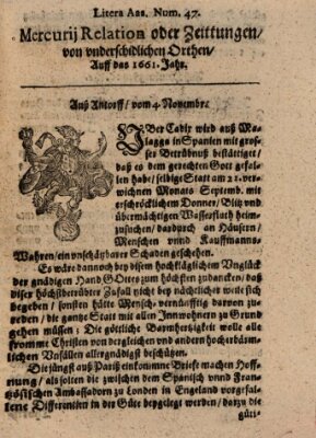 Mercurij Relation oder Zeittungen, von underschidlichen Orten (Süddeutsche Presse) Freitag 4. November 1661