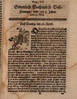 Ordentliche wochentliche Post-Zeitungen Samstag 19. Mai 1663