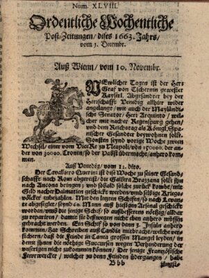 Ordentliche wochentliche Post-Zeitungen Saturday 1. December 1663