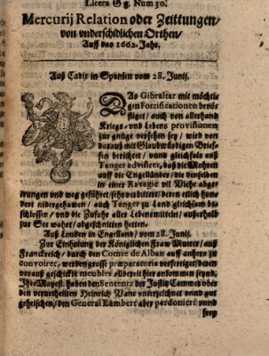 Mercurij Relation oder Zeittungen, von underschidlichen Orten (Süddeutsche Presse) Mittwoch 28. Juni 1662