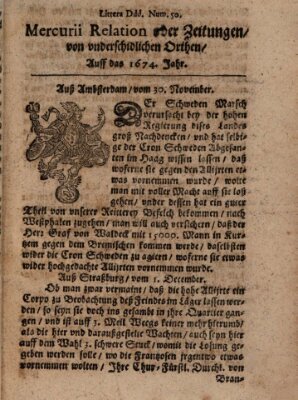 Mercurij Relation oder Zeittungen, von underschidlichen Orten (Süddeutsche Presse) Freitag 30. November 1674