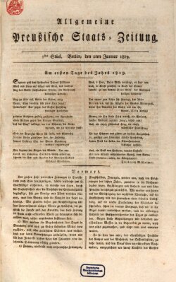 Allgemeine preußische Staats-Zeitung Samstag 2. Januar 1819