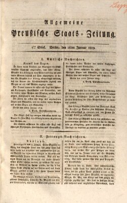 Allgemeine preußische Staats-Zeitung Samstag 16. Januar 1819