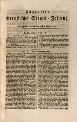 Allgemeine preußische Staats-Zeitung Dienstag 29. Juni 1819