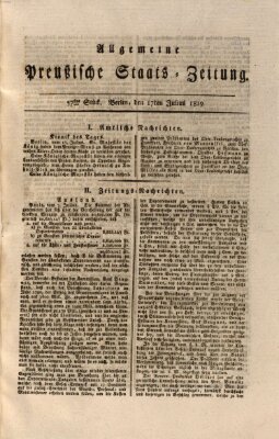 Allgemeine preußische Staats-Zeitung Samstag 17. Juli 1819