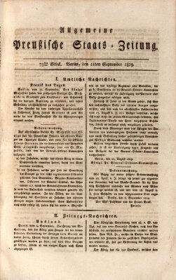 Allgemeine preußische Staats-Zeitung Samstag 11. September 1819