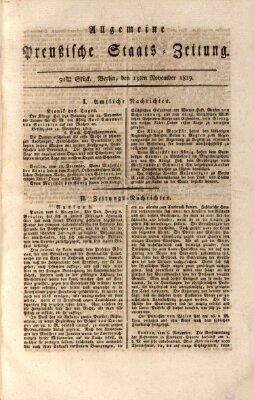 Allgemeine preußische Staats-Zeitung Samstag 13. November 1819