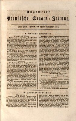 Allgemeine preußische Staats-Zeitung Samstag 27. November 1819