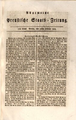 Allgemeine preußische Staats-Zeitung Samstag 26. Februar 1820