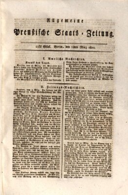 Allgemeine preußische Staats-Zeitung Samstag 18. März 1820