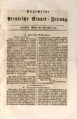 Allgemeine preußische Staats-Zeitung Dienstag 21. März 1820