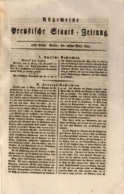 Allgemeine preußische Staats-Zeitung Dienstag 28. März 1820