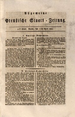 Allgemeine preußische Staats-Zeitung Dienstag 11. April 1820