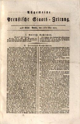 Allgemeine preußische Staats-Zeitung Samstag 27. Mai 1820