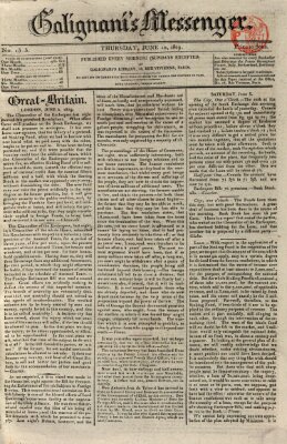 Galignani's messenger Donnerstag 10. Juni 1819