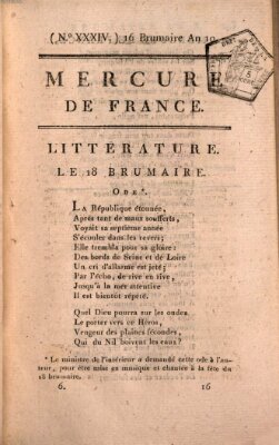 Mercure de France Samstag 7. November 1801