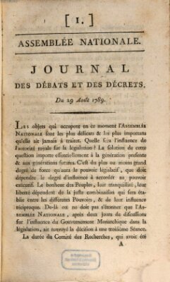 Journal des débats et des décrets Samstag 29. August 1789