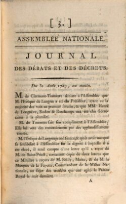 Journal des débats et des décrets Montag 31. August 1789