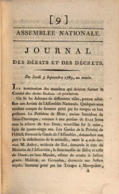 Journal des débats et des décrets Donnerstag 3. September 1789