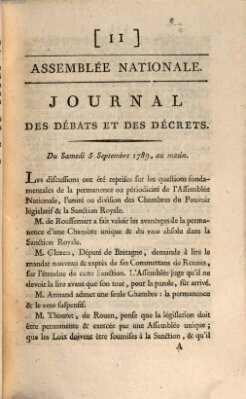 Journal des débats et des décrets Samstag 5. September 1789