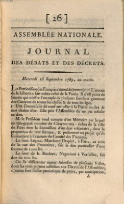 Journal des débats et des décrets Mittwoch 16. September 1789