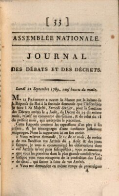 Journal des débats et des décrets Montag 21. September 1789