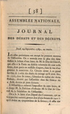 Journal des débats et des décrets Donnerstag 24. September 1789