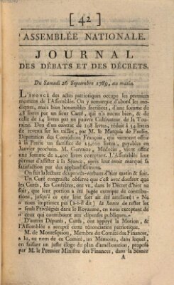 Journal des débats et des décrets Samstag 26. September 1789