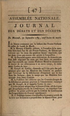 Journal des débats et des décrets Mittwoch 30. September 1789